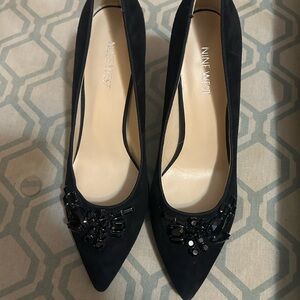 Nine West embellished black suede heels